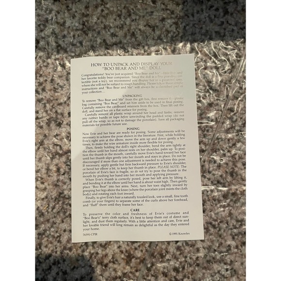 Edwin Knowles Porcelain Doll- "Boo Bear and Me" - Picture 7 of 10